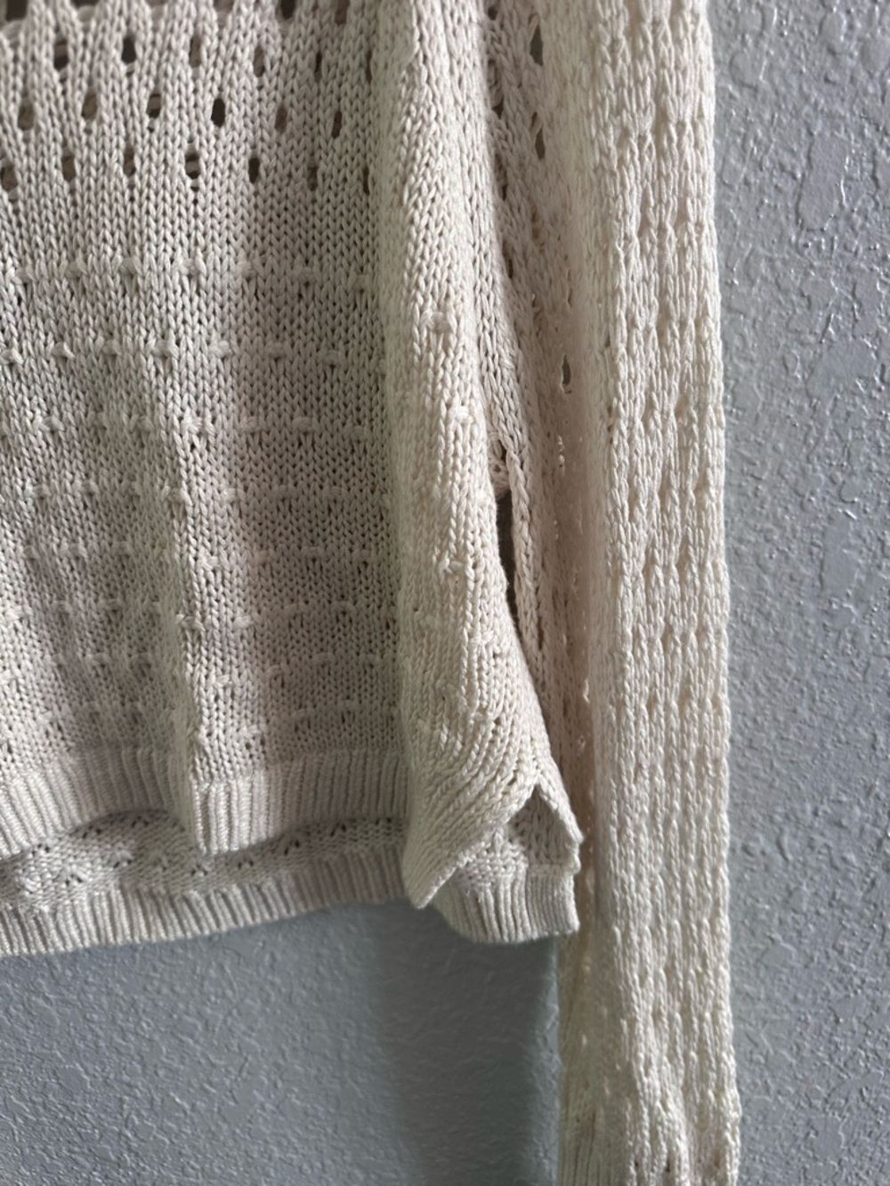 Maeve Anthropologie Cream Open Knit Cropped Sweater Boho Crochet Medium - Picture 2 of 9